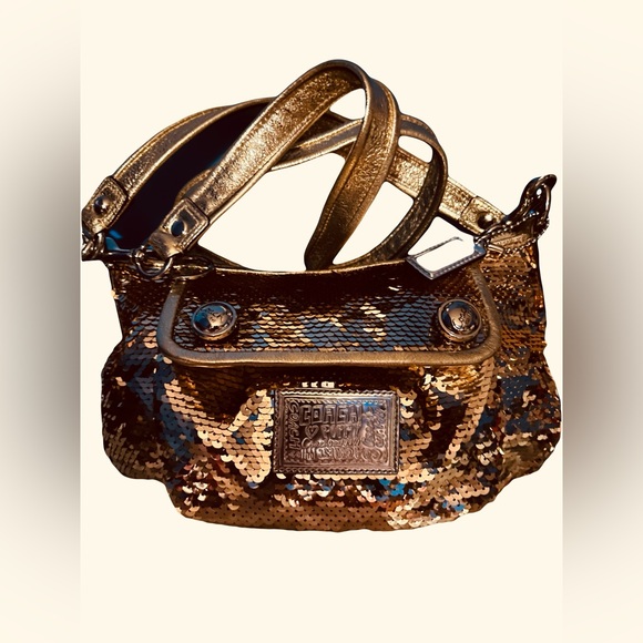 Coach very rare vintage gold sequined  poppy handbag/crossbody/ NWOT - Picture 2 of 8